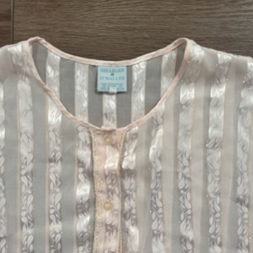 Coquette VTG Cropped Blush Pink Blouse with Metallic Thread Vintage Feminine - Picture 8 of 12